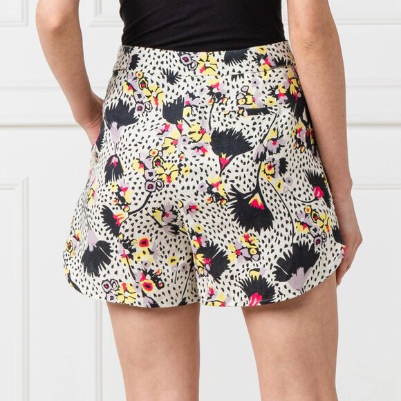 NEW! MAX&CO. HIGH WAIST FLORAL LINEN SHORTS SZ 2 BOHO CONTEMPORARY CASUAL BEACH - Picture 2 of 4